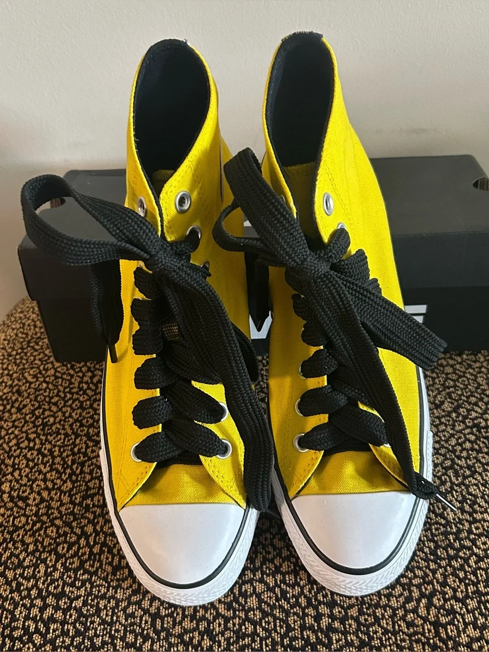 NEW Converse AS Yellow Hi Top w Plaid Trim & Bonus Chunky Black Laces